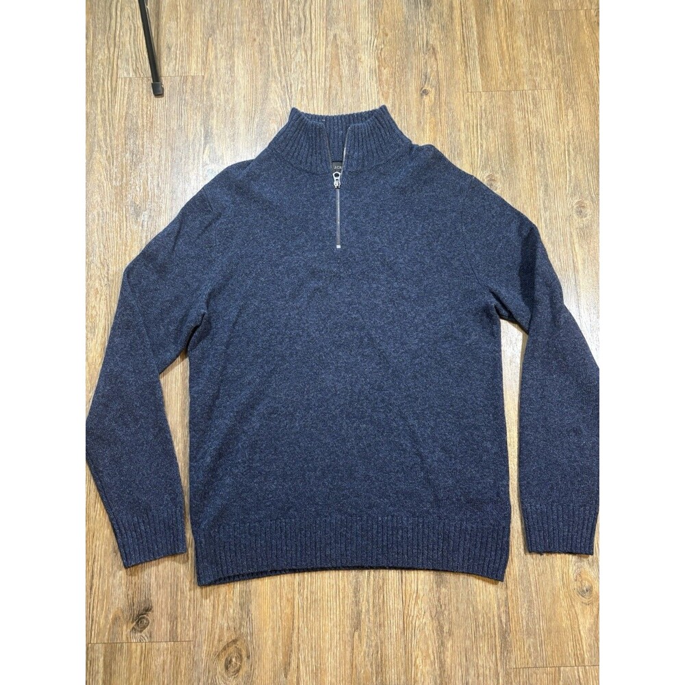 J.Crew Merino Wool Blend 1/4 Zip Pullover Sweater Mens Size Small Blue